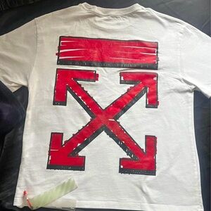 Men’s medium red and white off white shirt never worn